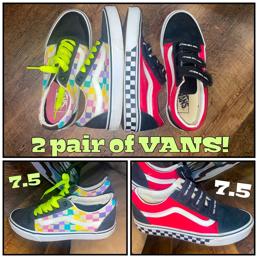 Two pair old skull “Off The Wall” Vans sneakers size 7.5 WMNS ( Men’s 6)